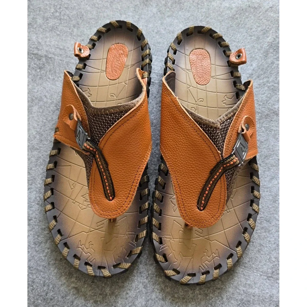 Ceville Men's Casual Woven Leather Thong Gladiator Sandals Size 10.5 / 11 NWOB